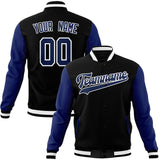 Custom Black & Royal Solid Color Varsity Jacket JA01240607XY010