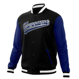 Custom Black & Royal Solid Color Varsity Jacket JA01240607XY010