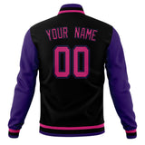 Custom Black & Purple Solid Color Varsity Jacket JA01240607XY011