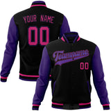 Custom Black & Purple Solid Color Varsity Jacket JA01240607XY011