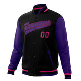 Custom Black & Purple Solid Color Varsity Jacket JA01240607XY011