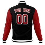 Custom Black & Red Solid Color Varsity Jacket JA01240607XY012