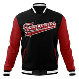 Custom Black & Red Solid Color Varsity Jacket JA01240607XY012