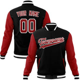 Custom Black & Red Solid Color Varsity Jacket