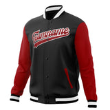 Custom Black & Red Solid Color Varsity Jacket JA01240607XY012