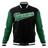 Custom Black & Kelly-Green Solid Color Varsity Jacket JA01240607XY013