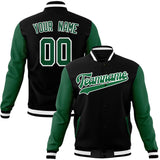 Custom Black & Kelly-Green Solid Color Varsity Jacket