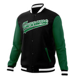 Custom Black & Kelly-Green Solid Color Varsity Jacket JA01240607XY013