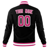 Custom Black & Pink Solid Color Varsity Jacket JA01240607XY014