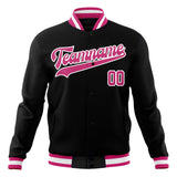 Custom Black & Pink Solid Color Varsity Jacket JA01240607XY014