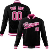 Custom Black & Pink Solid Color Varsity Jacket JA01240607XY014