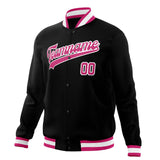 Custom Black & Pink Solid Color Varsity Jacket JA01240607XY014