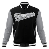 Custom Black & Gray Solid Color Varsity Jacket JA01240607XY015