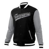 Custom Black & Gray Solid Color Varsity Jacket JA01240607XY015