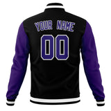 Custom Black & Purple Solid Color Varsity Jacket JA01240607XY016