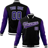 Custom Black & Purple Solid Color Varsity Jacket JA01240607XY016