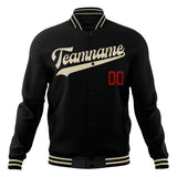 Custom Black & Cream Solid Color Varsity Jacket JA01240607XY019