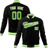 Custom Black & Neon-Green Solid Color Varsity Jacket