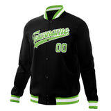 Custom Black & Neon-Green Solid Color Varsity Jacket JA01240607XY021