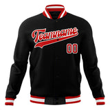 Custom Black & Red Solid Color Varsity Jacket JA01240607XY022