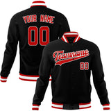 Custom Black & Red Solid Color Varsity Jacket