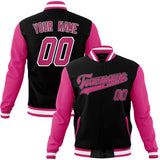 Custom Black & Pink Solid Color Varsity Jacket JA01240607XY023