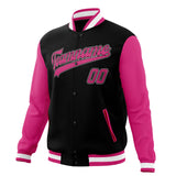 Custom Black & Pink Solid Color Varsity Jacket JA01240607XY023