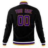 Custom Black & Purple Solid Color Varsity Jacket JA01240607XY024