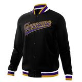 Custom Black & Purple Solid Color Varsity Jacket JA01240607XY024