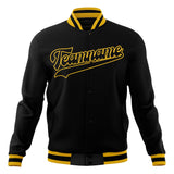 Custom Black & Gold Solid Color Varsity Jacket JA01240607XY025