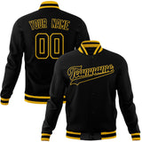 Custom Black & Gold Solid Color Varsity Jacket JA01240607XY025