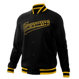 Custom Black & Gold Solid Color Varsity Jacket JA01240607XY025