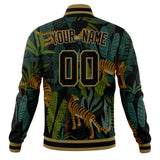 Custom Black & Brown Tiger 3D Pattern Varsity Jacket JA01240607XY026