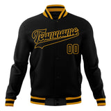 Custom Black & Gold Solid Color Varsity Jacket JA01240607XY027