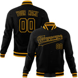 Custom Black & Gold Solid Color Varsity Jacket JA01240607XY027