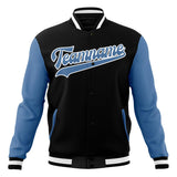 Custom Black & Light-Blue Solid Color Varsity Jacket JA01240607XY030