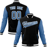 Custom Black & Light-Blue Solid Color Varsity Jacket JA01240607XY030