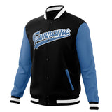 Custom Black & Light-Blue Solid Color Varsity Jacket JA01240607XY030