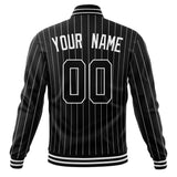 Custom Black-Pinstripe & White White Pinstripe Varsity Jacket JA01240607XY031