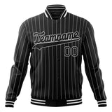 Custom Black-Pinstripe & White White Pinstripe Varsity Jacket JA01240607XY031