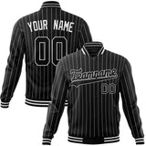 Custom Black-Pinstripe & White White Pinstripe Varsity Jacket JA01240607XY031