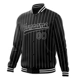 Custom Black-Pinstripe & White White Pinstripe Varsity Jacket JA01240607XY031