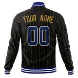 Custom Black-Pinstripe & Royal Old Gold Pinstripe Varsity Jacket JA01240607XY033