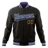 Custom Black-Pinstripe & Royal Old Gold Pinstripe Varsity Jacket JA01240607XY033