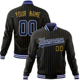 Custom Black-Pinstripe & Royal Old Gold Pinstripe Varsity Jacket