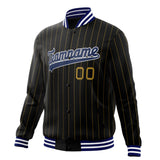 Custom Black-Pinstripe & Royal Old Gold Pinstripe Varsity Jacket JA01240607XY033