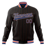 Custom Black-Pinstripe & Royal Orange Pinstripe Varsity Jacket JA01240607XY035