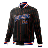 Custom Black-Pinstripe & Royal Orange Pinstripe Varsity Jacket JA01240607XY035