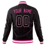 Custom Black-Pinstripe & Pink Pink Pinstripe Varsity Jacket JA01240607XY036