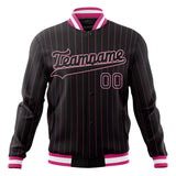 Custom Black-Pinstripe & Pink Pink Pinstripe Varsity Jacket JA01240607XY036